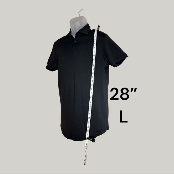 CUTS Black Polo 2 Button Collar Curve HemTailor Fit NWOT Size Small - Picture 2 of 5
